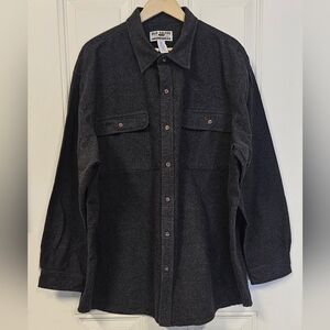 men long sleeve collared grey shirt shacket work wear 100% cotton size 4XL